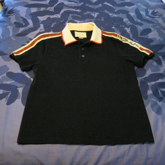 Gucci Other - Men's Gucci Stripe Side Sleeve GUCCI Logo Polo Shirt L